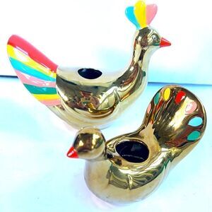 Oh joy retro bird candle stick set.